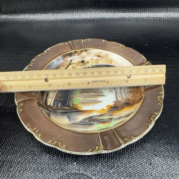 Antique Norcrest Hand Painted Ashtray Dish Plate Beautiful Scene Fine Porcelain - Picture 4 of 14